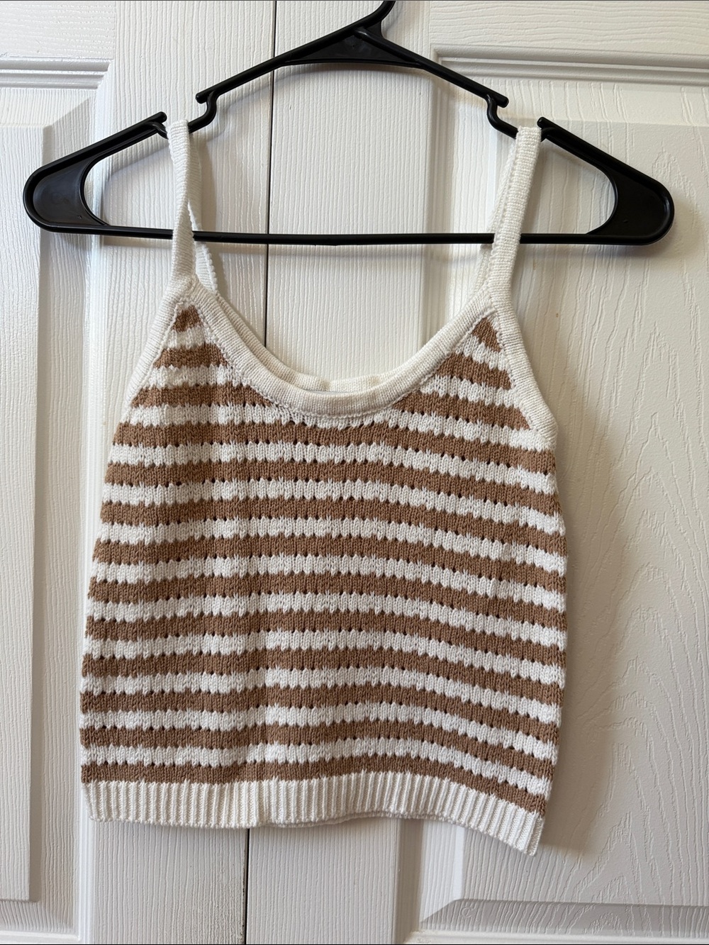 HYFVE Cream and Brown Striped Knit Tank